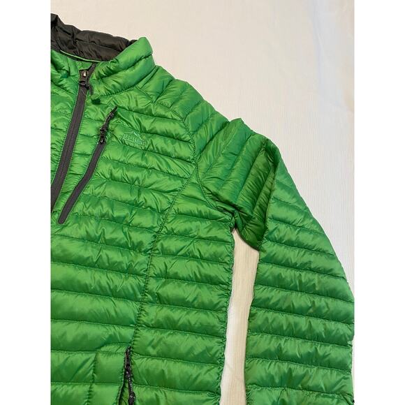 L L Bean Goose Down Puffer Jacket Kids Large 14-16 Green Full Zip Pockets - Picture 4 of 16